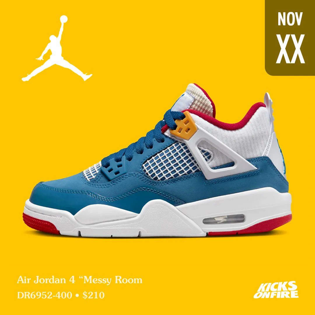 kicksonfire's tweet image. Air Jordan 4 “Messy Room" 💛💙❤️  Thoughts ?