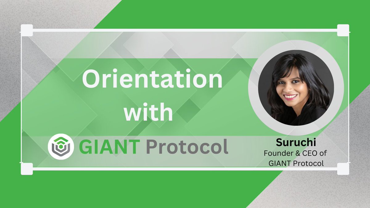 Orientation with Founder &amp; CEO of GIANT Protocol 

You will have an hour to hear all about what GIANT has been doing, ask questions, and get to know our founder herself. 

 📆Tuesday, Sept.27th @ 8pm EST. 
 x.com/i/spaces/1jMJg…

#Testnet #data #Internet