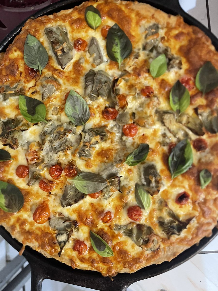 Our Cherry tomato and artichoke sourdough pizza for #dinnertonight. #spicechronicles #sundaysupper