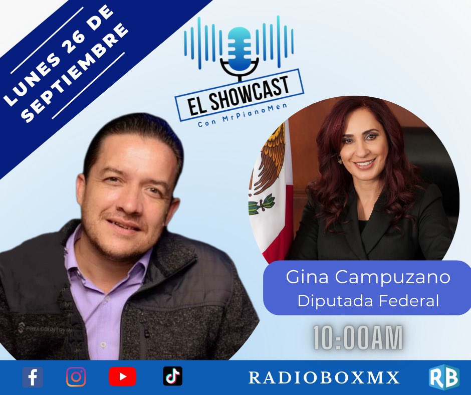gina_campuzano's tweet photo. ¡Buenas noches! 

Mañana estaré en #ElShowcast 
con @mrPIIANOmen. 

¡Acompáñanos por @Radioboxmx! https://t.co/JGz9O8bilP