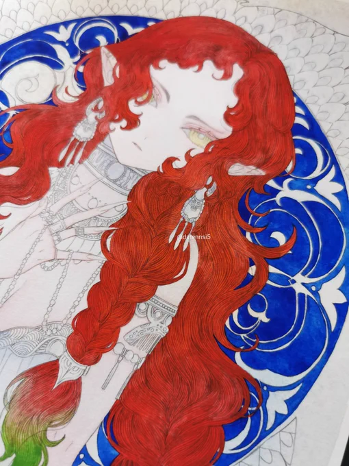 ちょっとだけ塗りました(亀進捗)2月の個展のDMになる予定です。個展タイトルは「Chaos」(塗るの大変そう過ぎて一年くらい現実逃避してましたが、今年の10月中には完成させたい) 