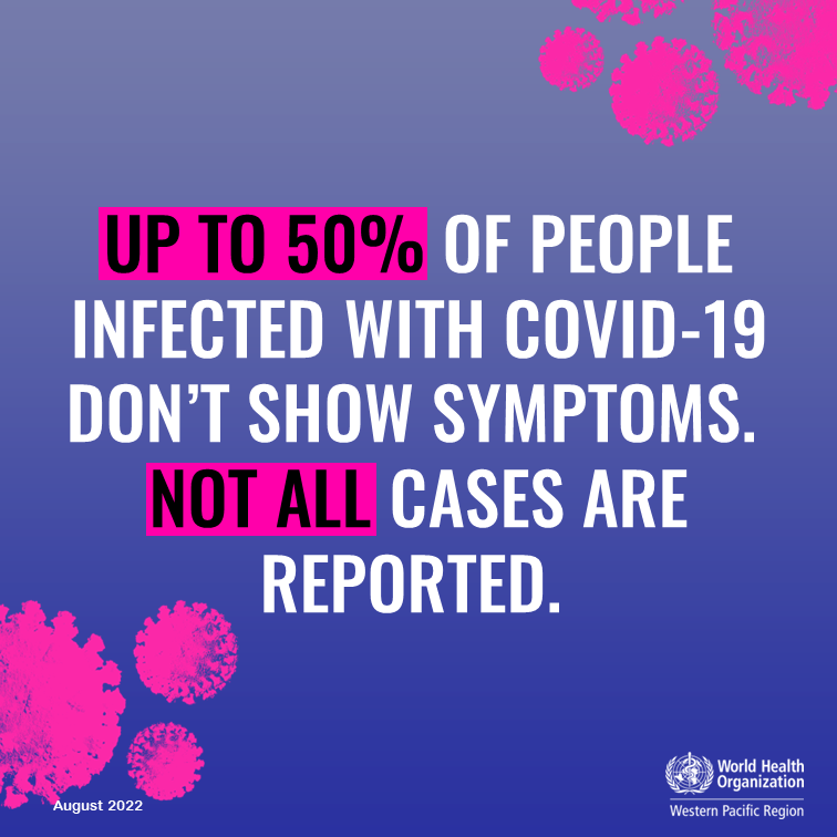 WHOPhilippines's tweet photo. #COVID19 is still circulating, even if cases seem low. Remember that people infected with #coronavirus can be asymptomatic and may pass the virus on to others without knowing. https://t.co/vUZXivqage