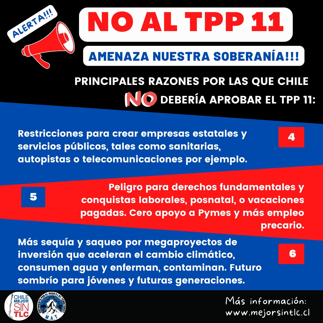 Los tratados de libre mercado amenazan nuestra Soberanía!!
#NOALTPP11  #SoberaníaAlimentariaYA
#PactoPorLaVida #derechoalaalimentación
#novendanchile #BoricPresidente