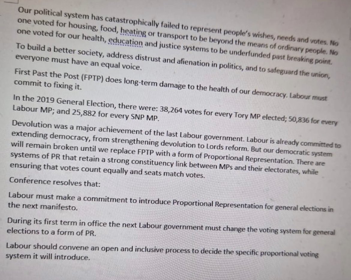 PickardJE's tweet photo. Breaking:

here’s the composite motion on PR which will now go to the floor at Labour conference https://t.co/DyP8Ou6JK1