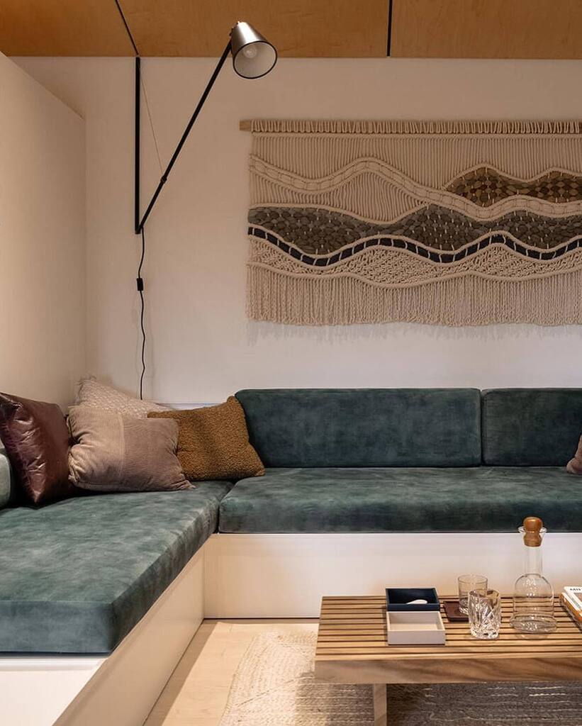 Can we please bring back the sunken conversation pits? This beautiful space by @wisemanandcromwell is everything! It was great working with them to create these beautiful spaces. Custom banquette cushions for the convo pit, and reupholstered mcm chairs f… instagr.am/p/Ci8f734J430/