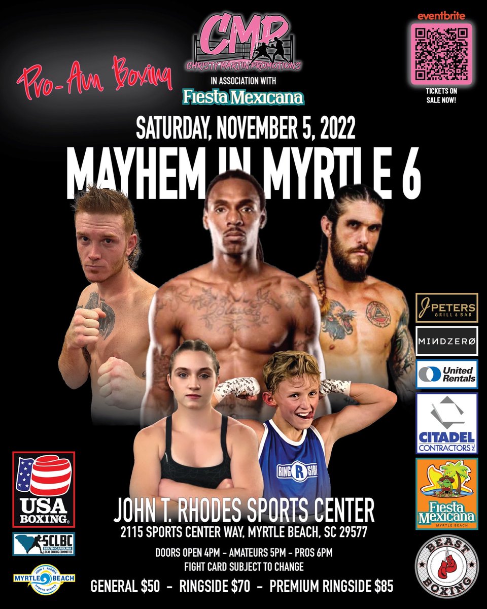 Don’t miss CMP Mayhem In Myrtle 6 Nov 5.