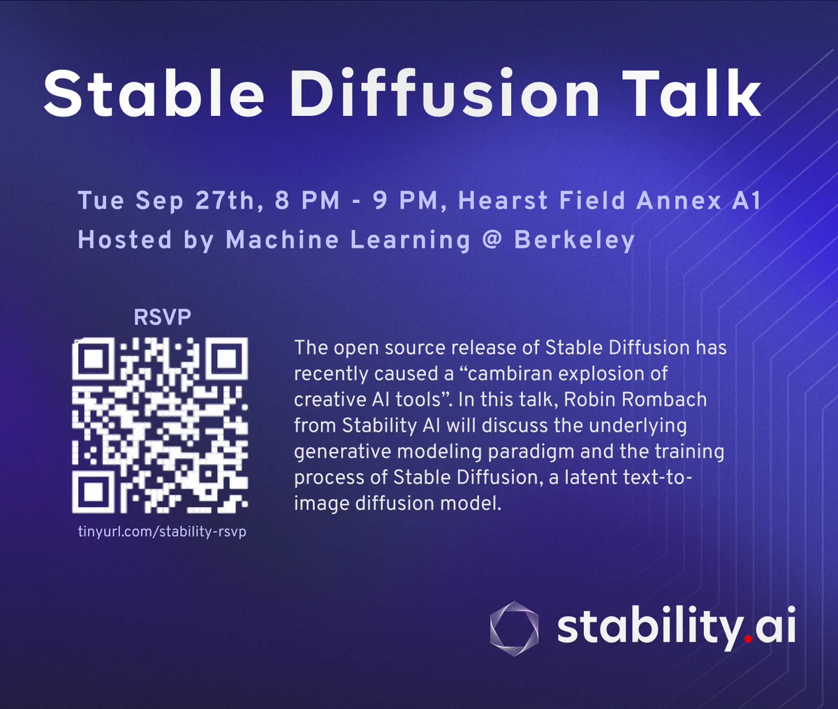RSVP to our Stable Diffusion talk with Robin Rombach and Stability AI