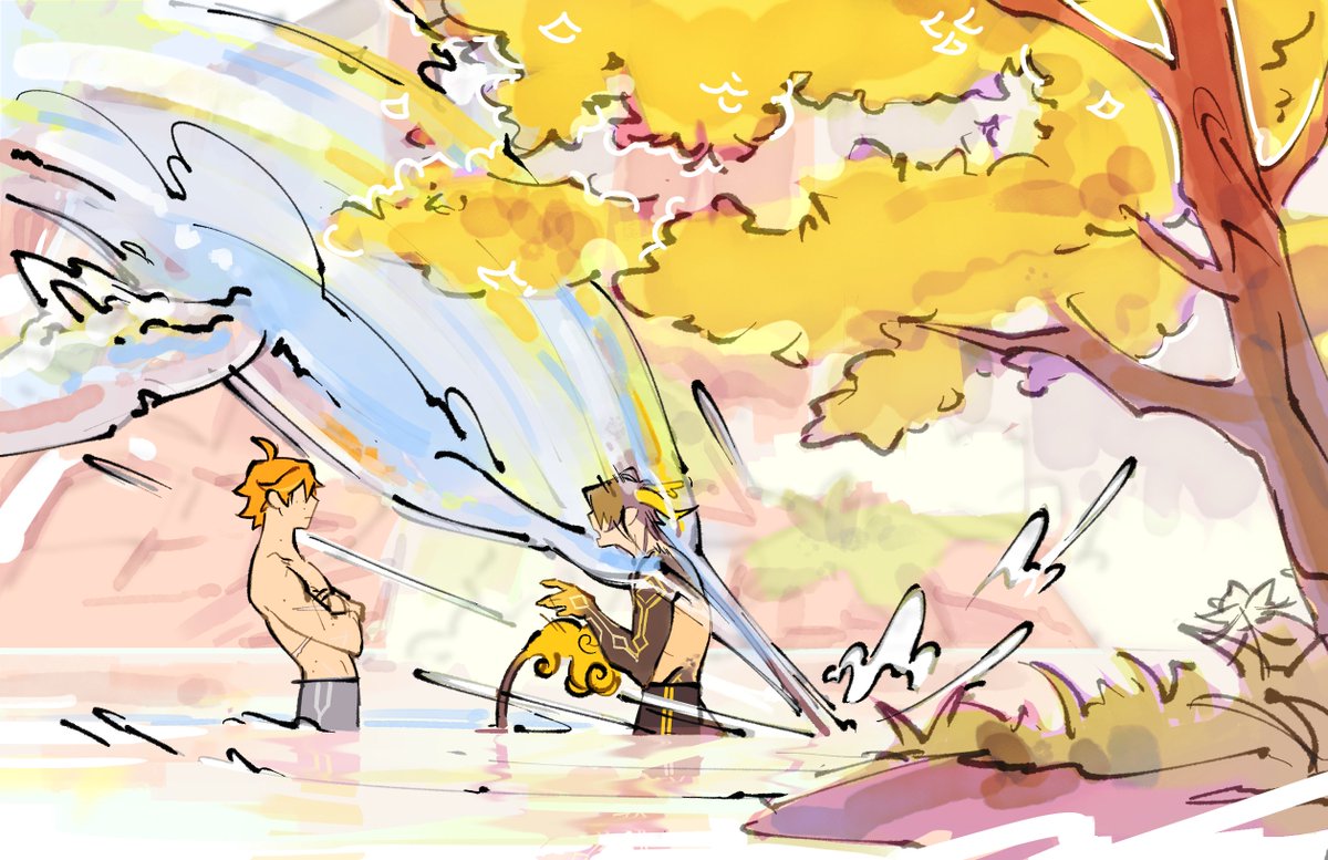 summer days are over, so here's a goodbye comic 👴

#zhongchi #tartali #原神