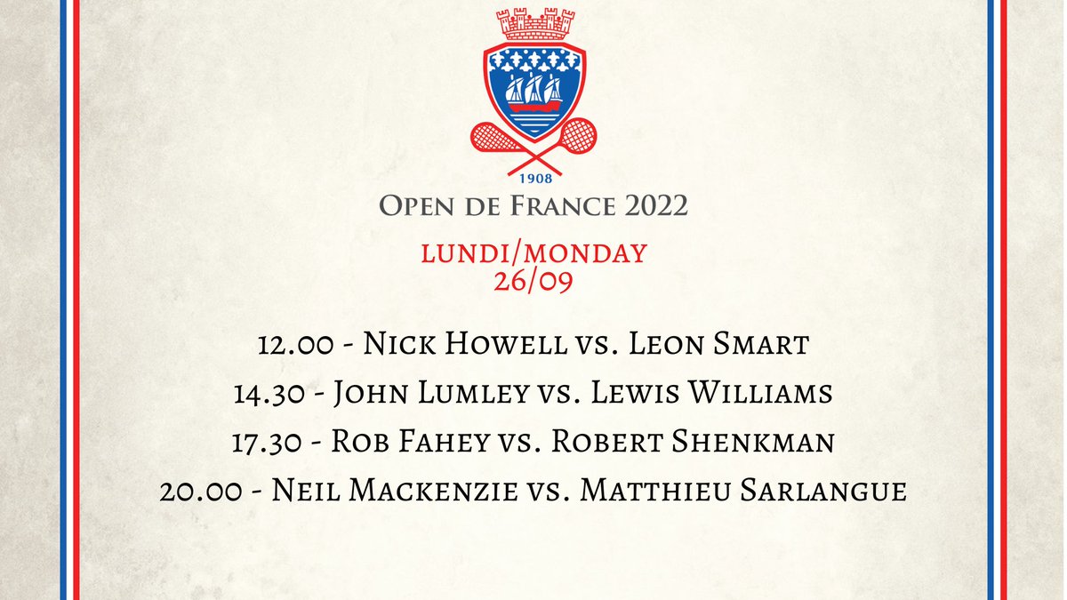 French Open Order of Play for Monday Sept. 26th
Watch the matches at youtube.com/channel/UCx7Tx…