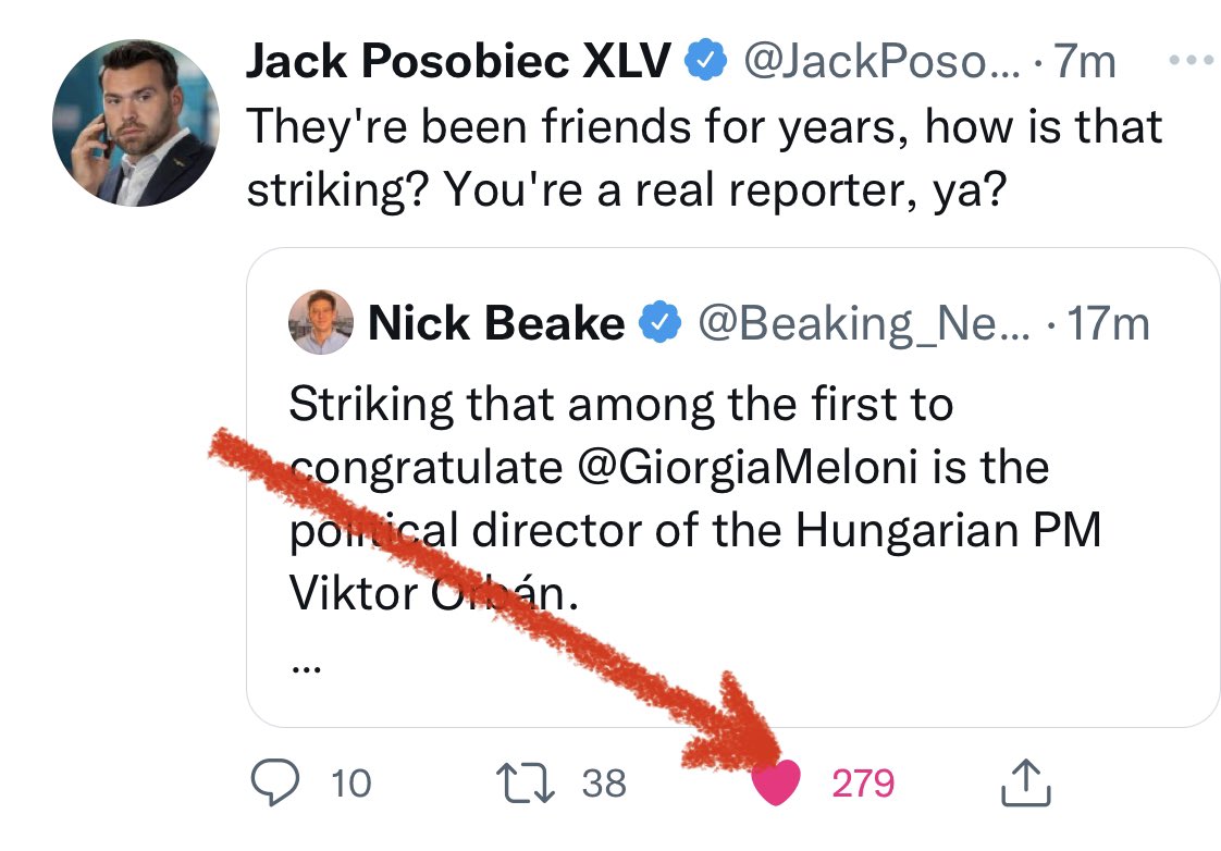 0gafs's tweet photo. @Beaking_News @GiorgiaMeloni @JackPosobiec has more likes on his comment to this โreporterโsโ post than the original โreporterโsโ post #gettingthewordout https://t.co/gMrz7qBq1d