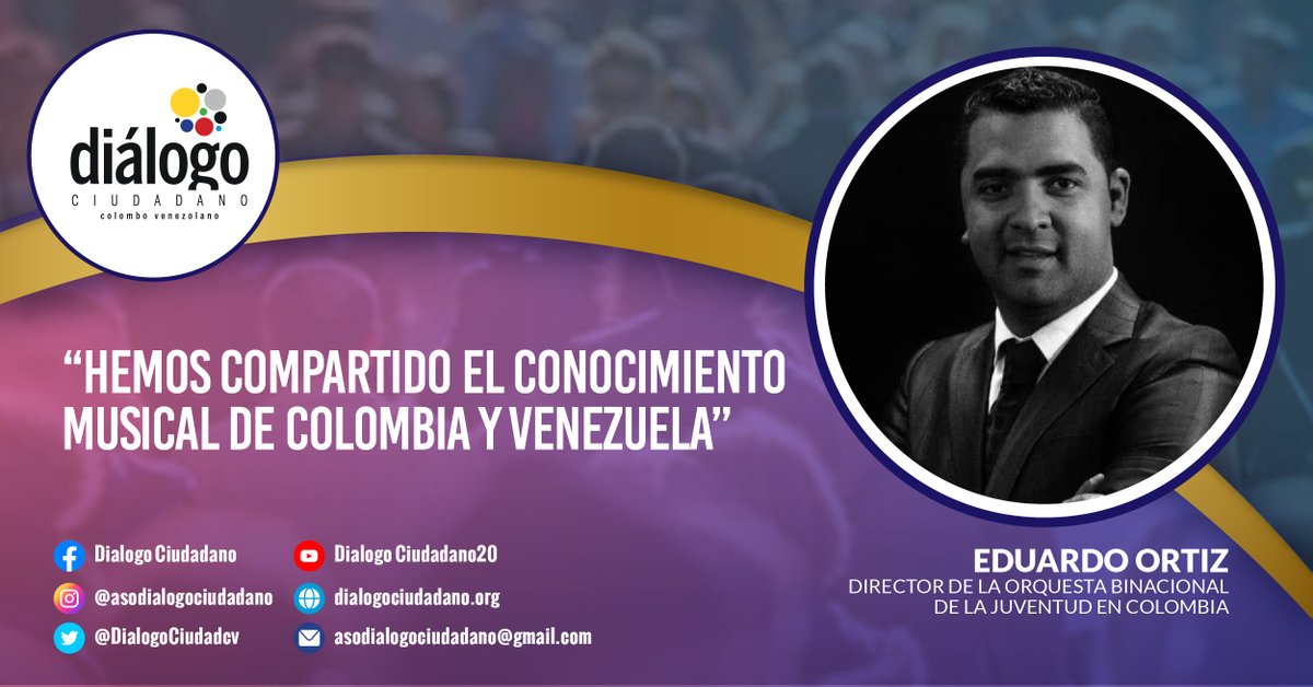 #Conversaciones | "Hemos compartido el conocimiento musical  de Colombia y Venezuela"

Eduardo Ortiz, Director de la Orquesta Binacional de la Juventud en Colombia
<a href="/fundimusicol/">Fundimusicol</a> 
bit.ly/3hQZ5AD