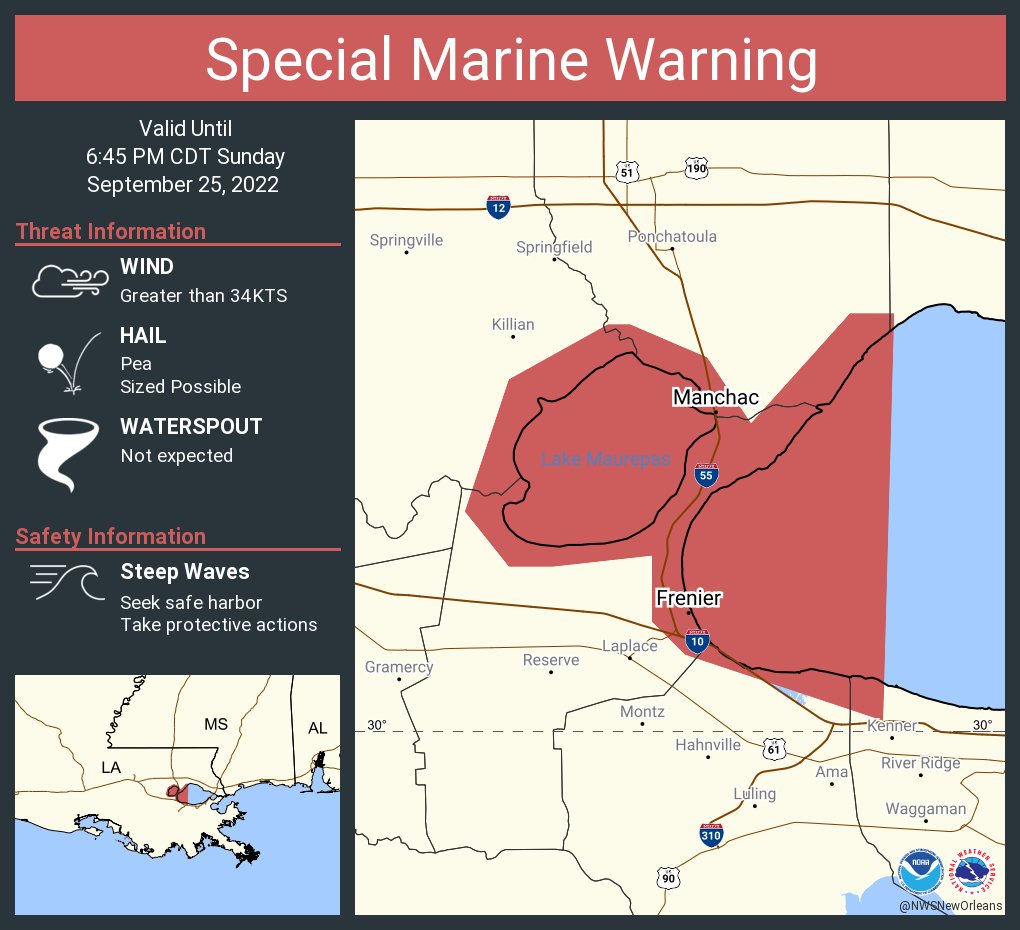NWS New Orleans on Twitter "Special Marine Warning including the Lake