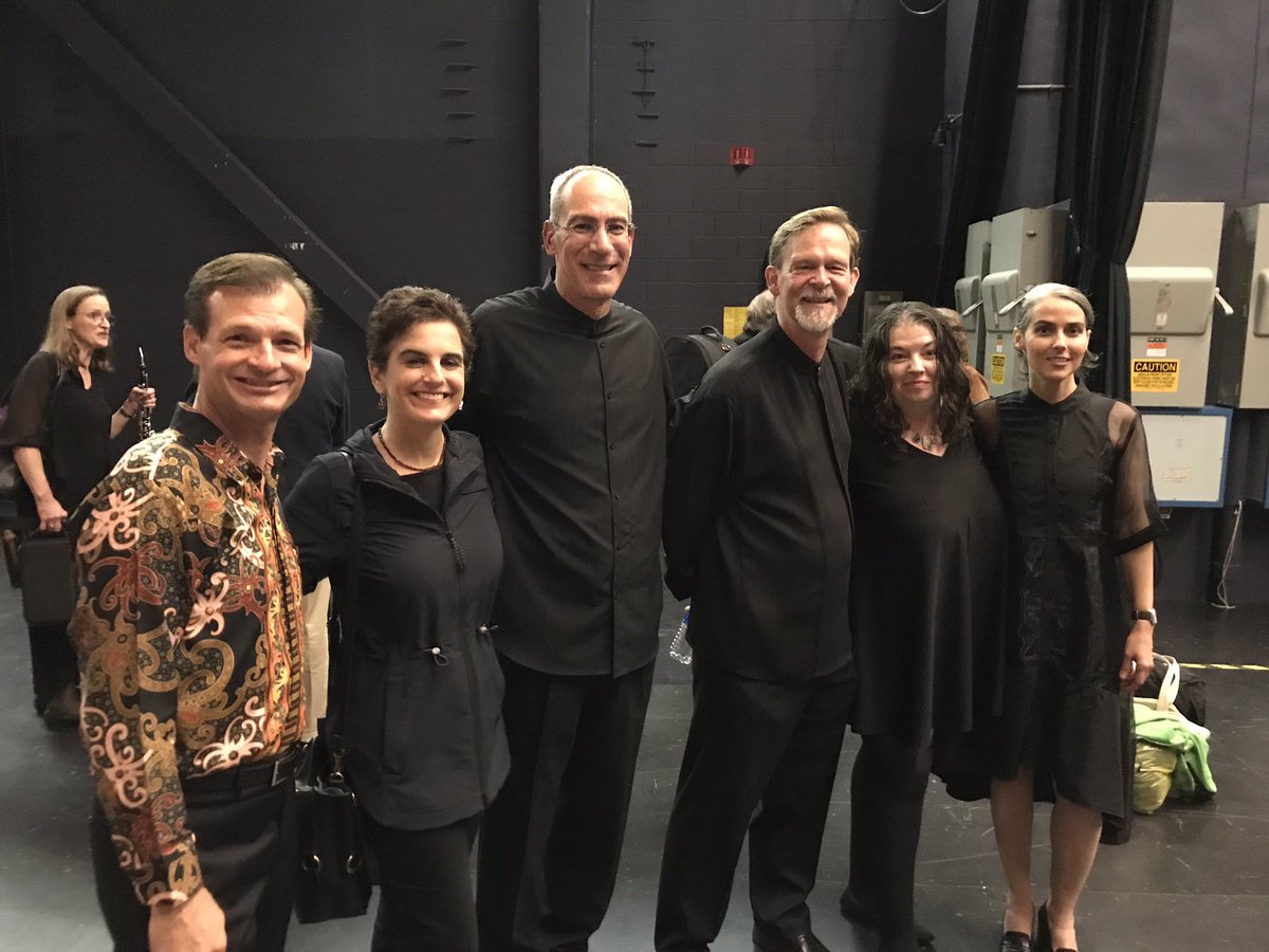Post-Concerto photo with all of the night’s composers and conductors. 

Next to me is composer Stacy Garrop - I played her viola concerto “Krakatoa.” Conductors Michael Alexander, Robert Nordling, &amp; composers <a href="/AlmaMauler/">Michelle MD 🐀</a> &amp; @clariceassad. #newmusic <a href="/WeidnerCenter/">The Weidner</a> #composer #music
