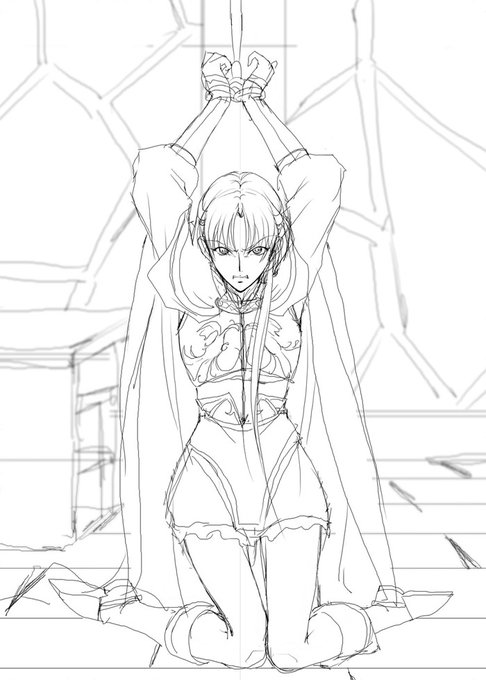 今日の一枚も #ワーズワース の18禁同人漫画「がんばれシャロンちゃんA」の画像。
今回は描いたのはいいけど迫力も無くイマイチで没にする予定だったけど勿体無いので差分等追加しまくって豪華版に入れた絵のラフ。
この時点ですでに全ての服装は無駄に脱衣差分になってます…😅 