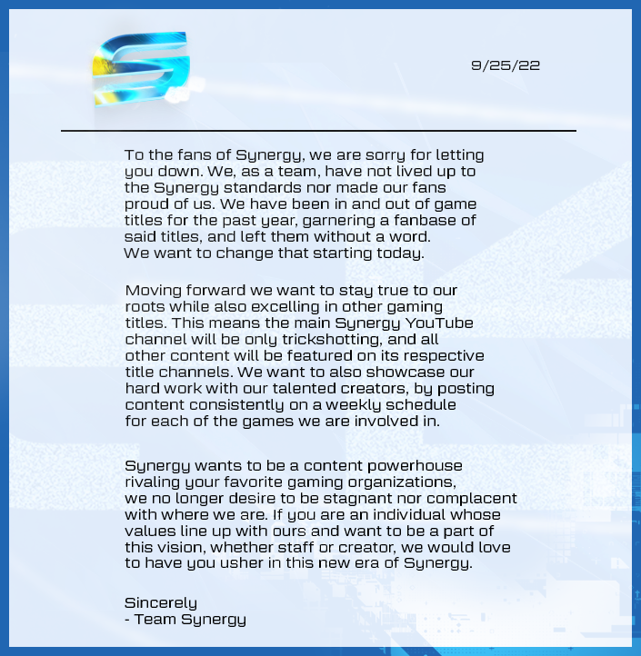 Regarding Synergy’s Future…