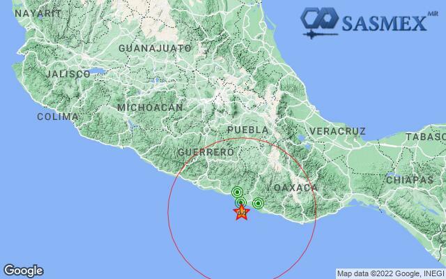 #Sasmex Información de evento. <a href="/SSNMexico/">Sismológico Nacional</a> SISMO Magnitud 4.4 Loc. 53 km al Suroeste de Pinotepa Nacional Oax 25 Sep 2022 17:29:30 Lat 16.02 Lon -98.42 Pf 11 km, más información en cires.org.mx @Sasmex
