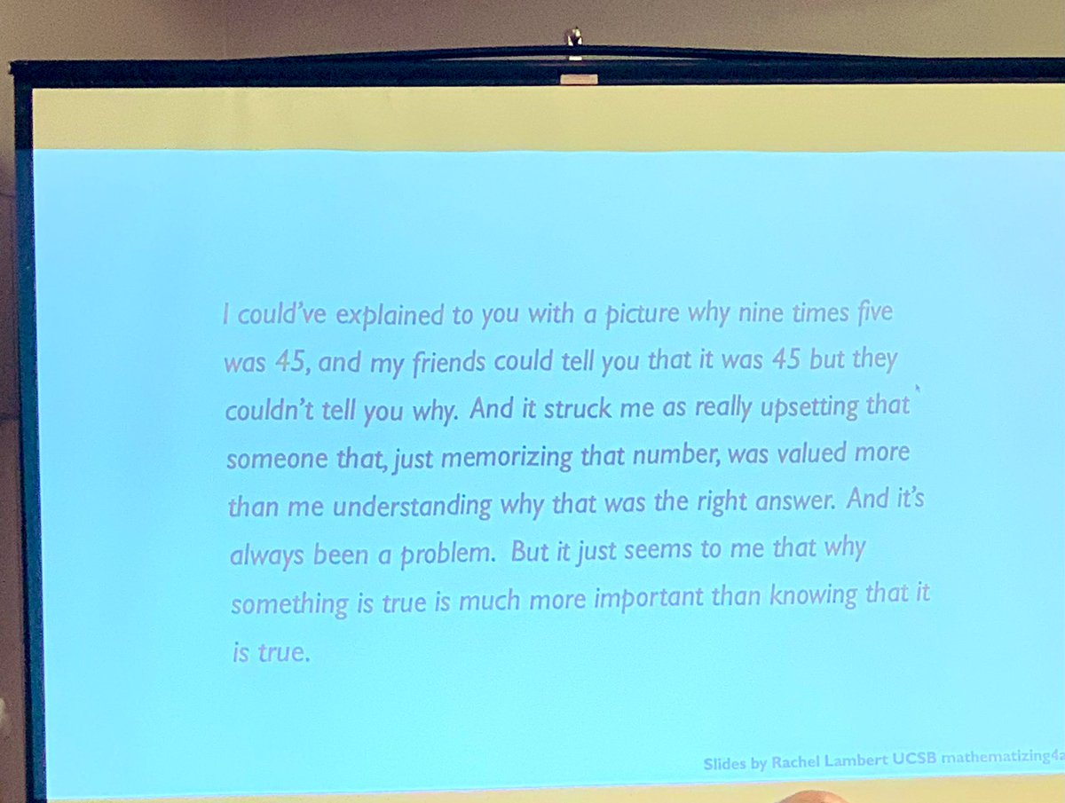 My own challenges understanding how math fluency impacts thinking has been full of trials and errors. What always resonates is that knowing why something is true > memorization. <a href="/mathematize4all/">Rachel Lambert (look for me on sky now)</a>  lays it down how Neurodiverse thinkers can be flexible and efficient.  #ASSM22
