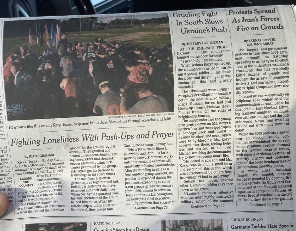 My story about the men of <a href="/F3Nation/">F3</a> is on today’s front page.