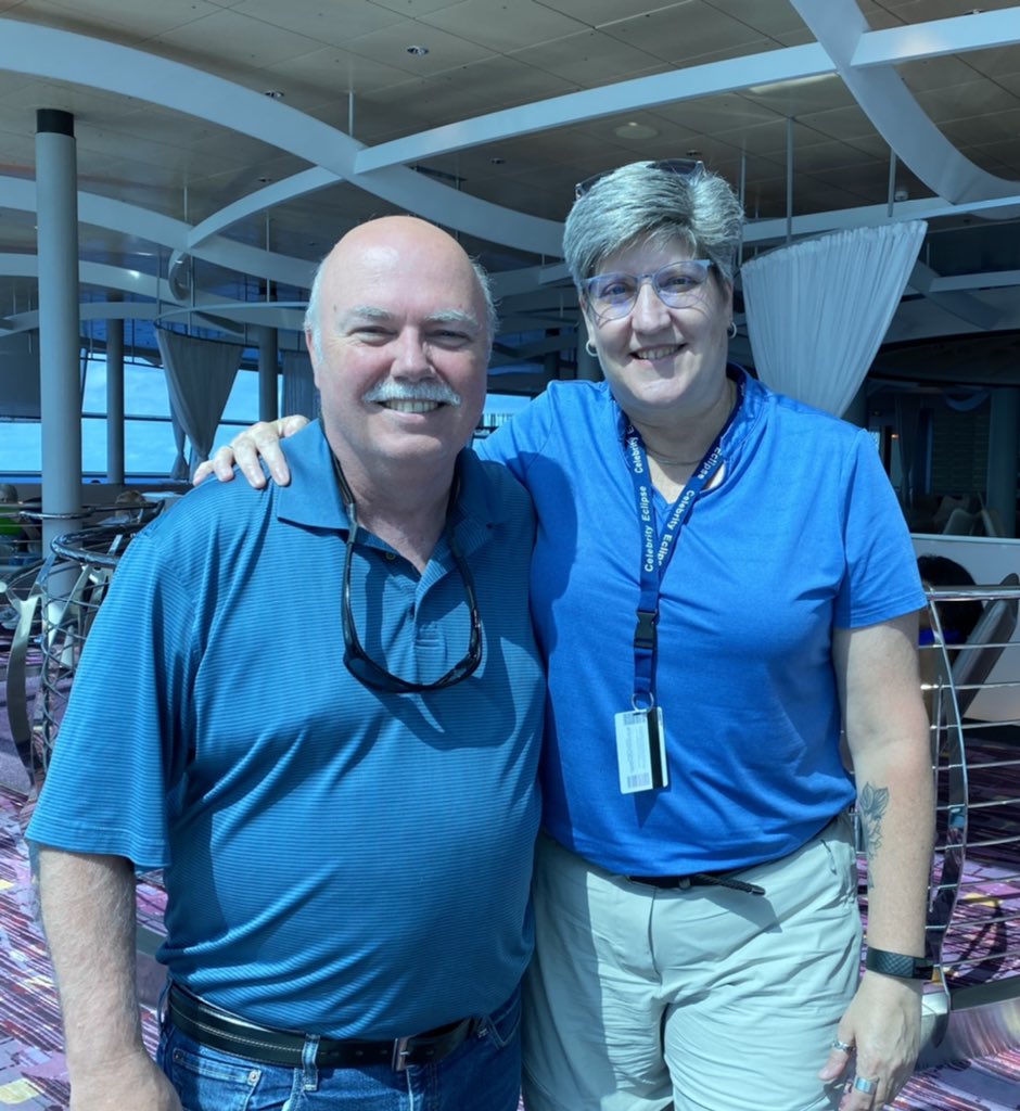 TheJeanTurner's tweet photo. Out of all the cruise ships on the Pacific, what are the chances that we would run into each other on this one? 😊 🛳 Great to see you @PeterLepine! #rcmpfamily https://t.co/NaJTW8pPP6