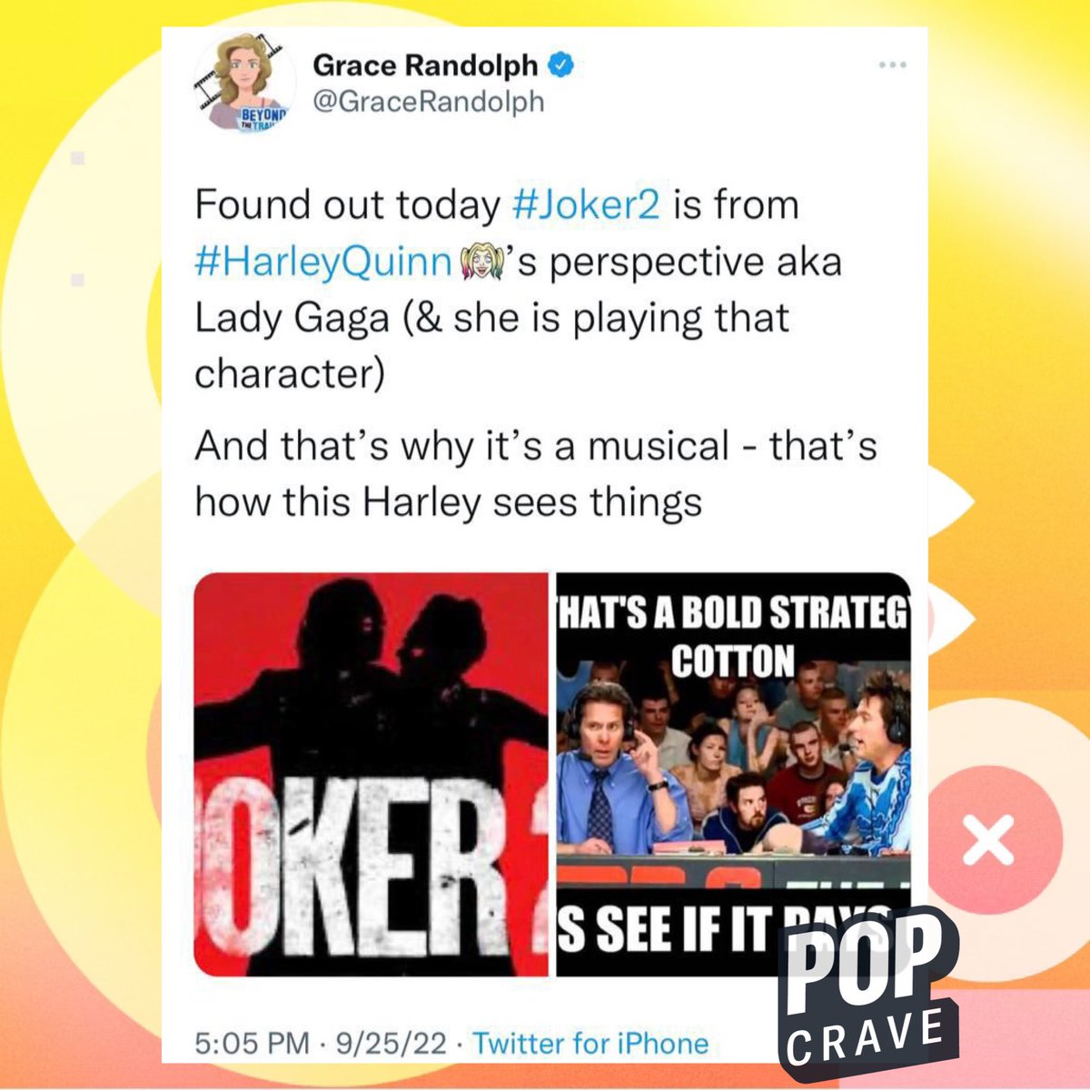 Film insider Grace Randolph says ‘Joker 2’ will be a musical told from the perspective of Lady Gaga’s Harley Quinn.