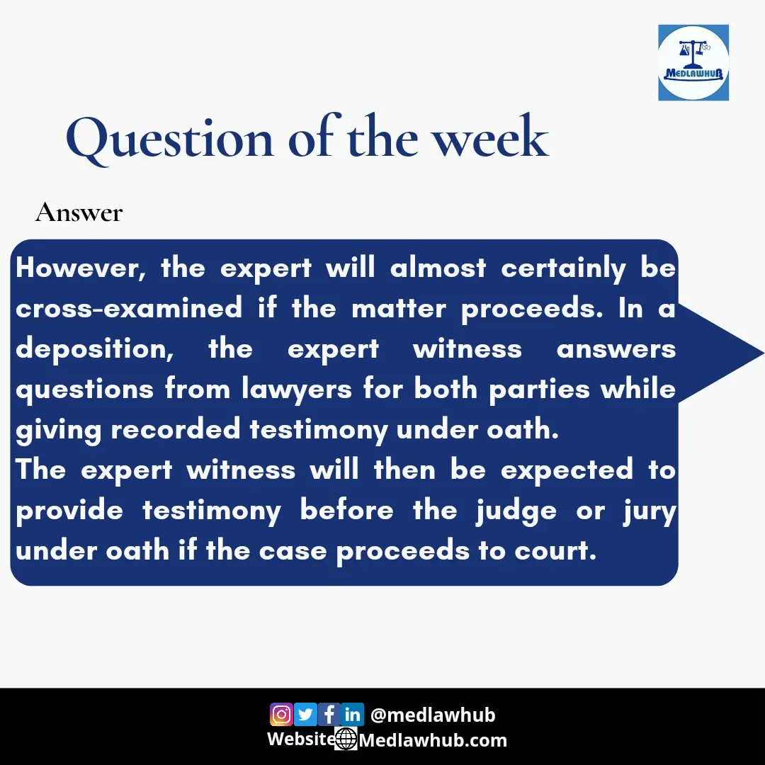 QUESTION OF THE WEEK

What is the Role of an Expert Witness in Medical Malpractice Cases?

 #medical #meded #cases #litigation #medlawhub #expertwitness #medicalmalpractice #medicalnegligence #MedTech #medtwitterai #medtwitter