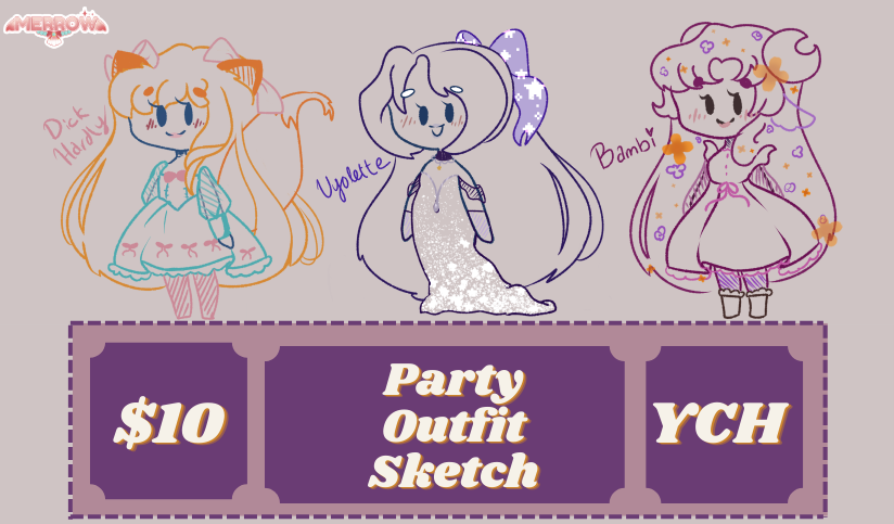 Hey guys UwU This month has been a struggle and I find myself in desperate need of funds. I'm releasing this YCH sketch commission! I will also be marking down my mermaid YCH by $5! If you'd like to discus other art my DMs are open! #VTuber #VtuberEN #YCH #ChibiComissions