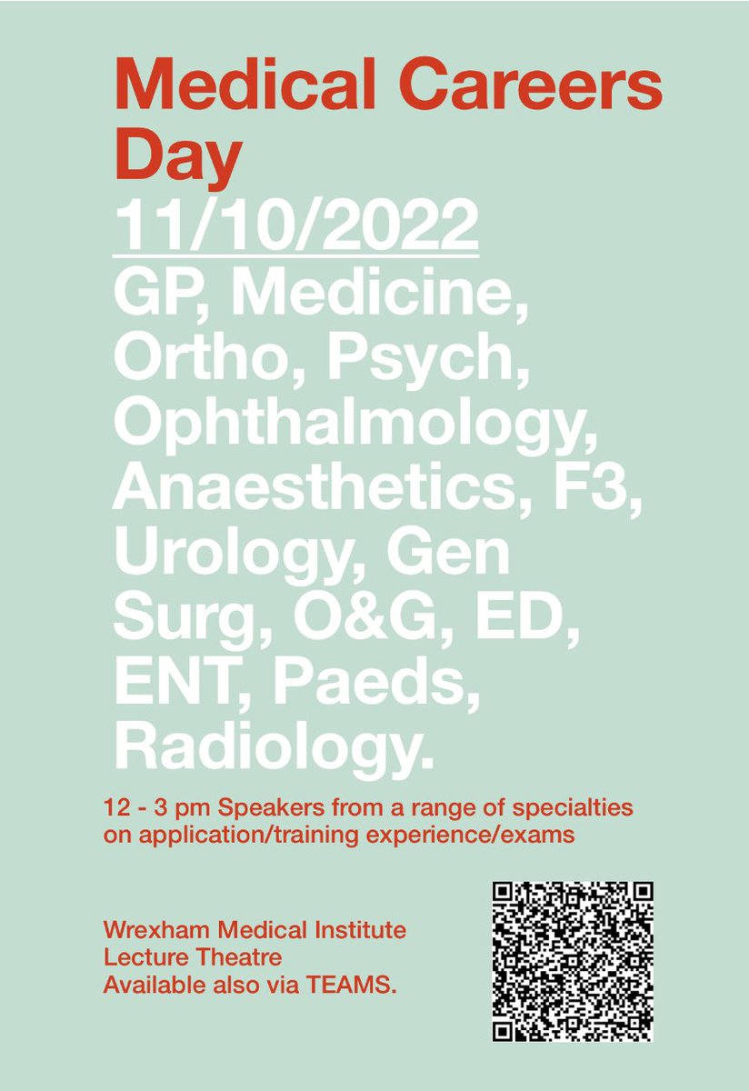 We have organised a range of specialty trainees to talk about applying, teaching experience, exams and answer any questions you may have to help you pick the career path best suited.