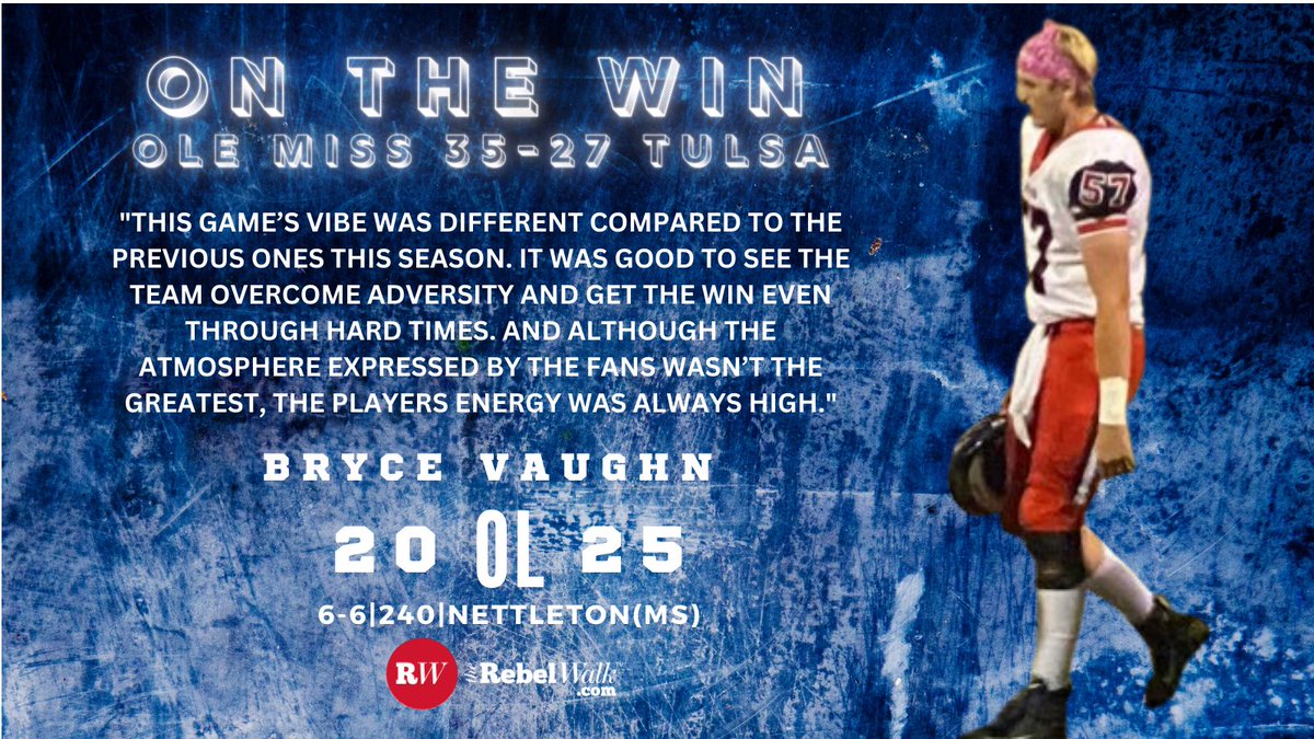 LeeAnnHerringOM's tweet photo. Plenty of stock risers have their eyes on the Rebs. @TheRebelWalk caught up with '25 O-Lineman @bvaughn0656 out of Nettleton (MS) for his #RWOnTheWin recruit reaction! #RWRecruiting #MadeInTheSip #RunItUpTour https://t.co/ZRLq53MAfc