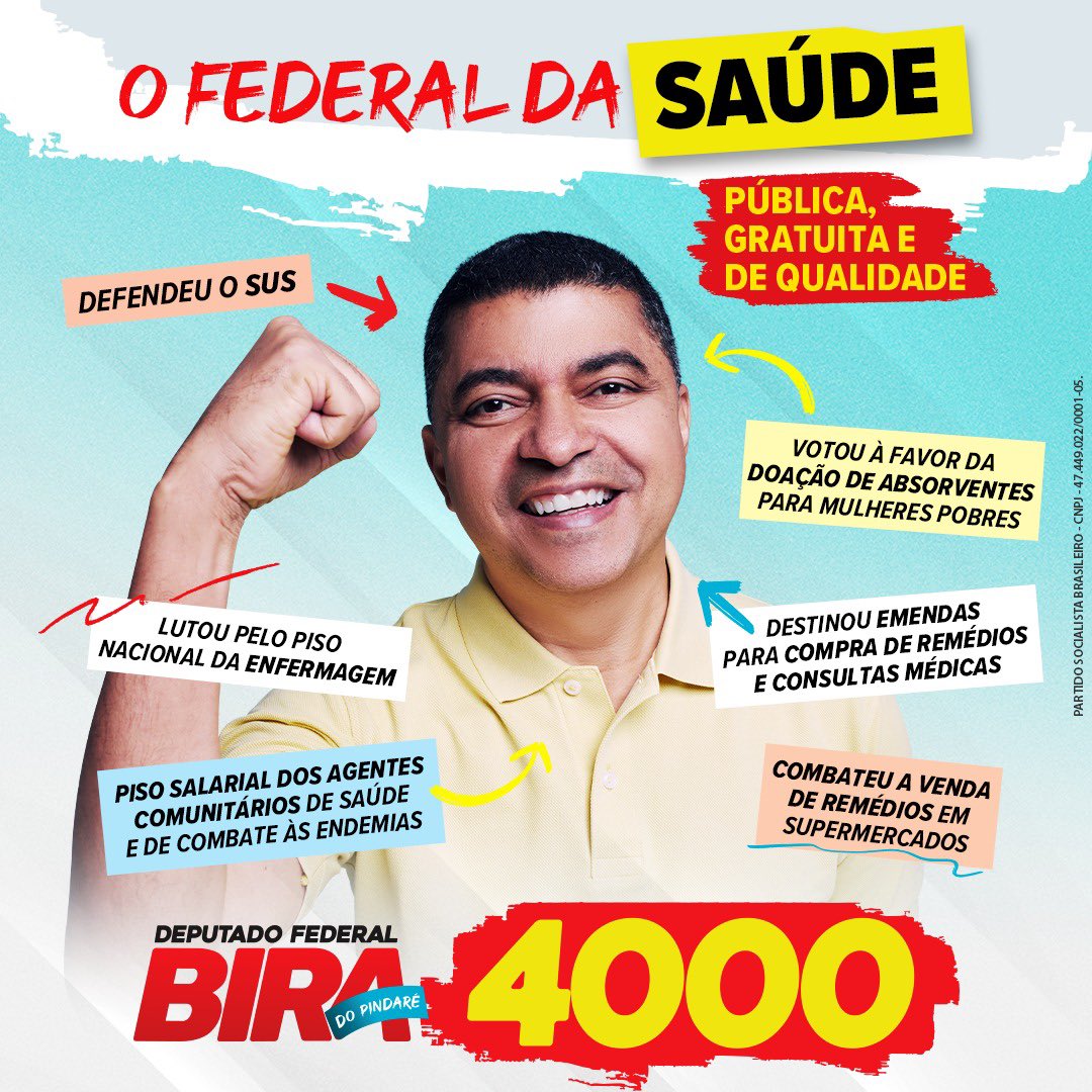BiradoPindare's tweet photo. Eu tenho compromisso com o fortalecimento da Saúde e entendo que ela precisa, antes de tudo, ser pública, gratuita e de qualidade. 

Conseguimos vitórias históricas, mas precisamos de muito mais. Por isso, conto com o seu voto.

BIRA FEDERAL 4️⃣0️⃣0️⃣0️⃣✅ https://t.co/35UMeeZqBQ