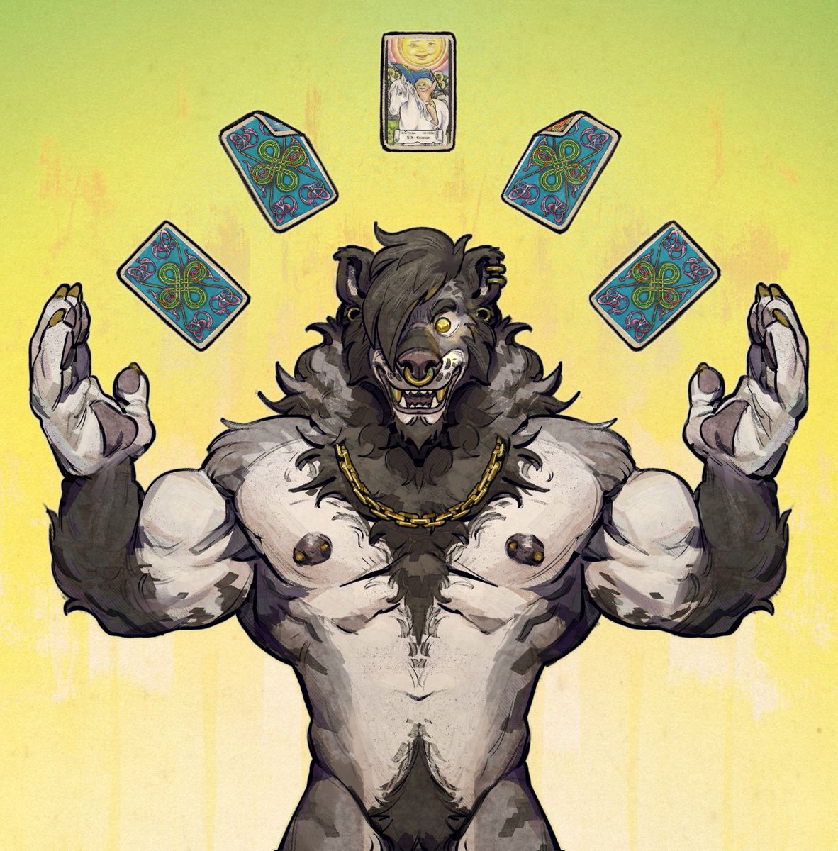 Kingyeena's tweet photo. Let me read your future 💛

What will the cards reveal ✨✨✨

Another absolutely amazing piece from @Roamingthrough1 https://t.co/hi76f7Gg7l