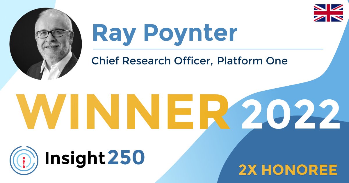 Winner! Huge congrats to Ray Poynter for the ESOMAR Insight250 award!

Insight250 celebrates the worldwide pioneers, leaders and innovators in market research, data-driven marketing and insights.