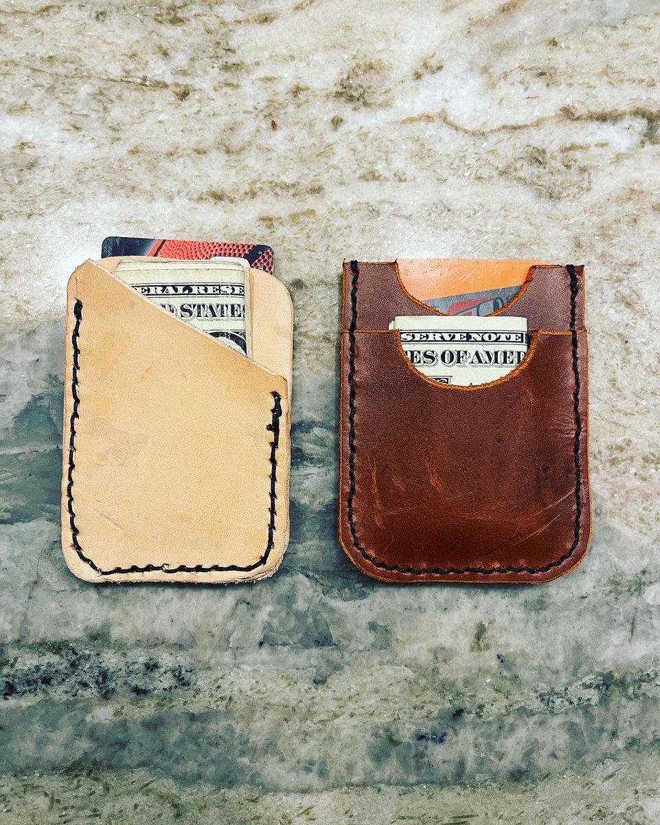 web_dev_junkie's tweet photo. Practiced on a few #leather projects this weekend. The first one on the left is pretty rough lol. Really happy with how the second one came out! #practice #learning https://t.co/rnIMlp9dcg