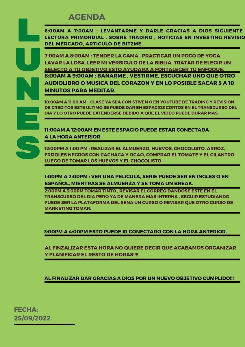 Como podría mejorar el Cronograma de mañana?