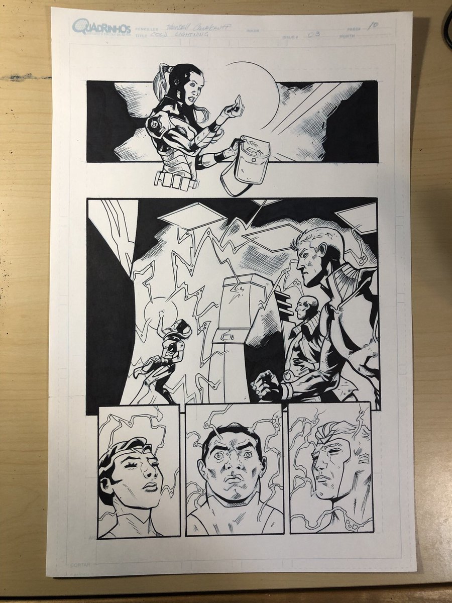 yardsaleartist's tweet photo. BIG DAY TODAY!
Finished inking @VanAllenPlexico’s #ColdLightning comic! (Pencils by Wendell Cavalcanti)
✅ 3 issues - 66 pages - inked!
✅ 2 @deankotz covers inked!
✅ 1 cover (by me) penciled & inked!
I think I’m done…unless Van has another cover for me to ink… 🤔😁 https://t.co/ximzC2YyPn