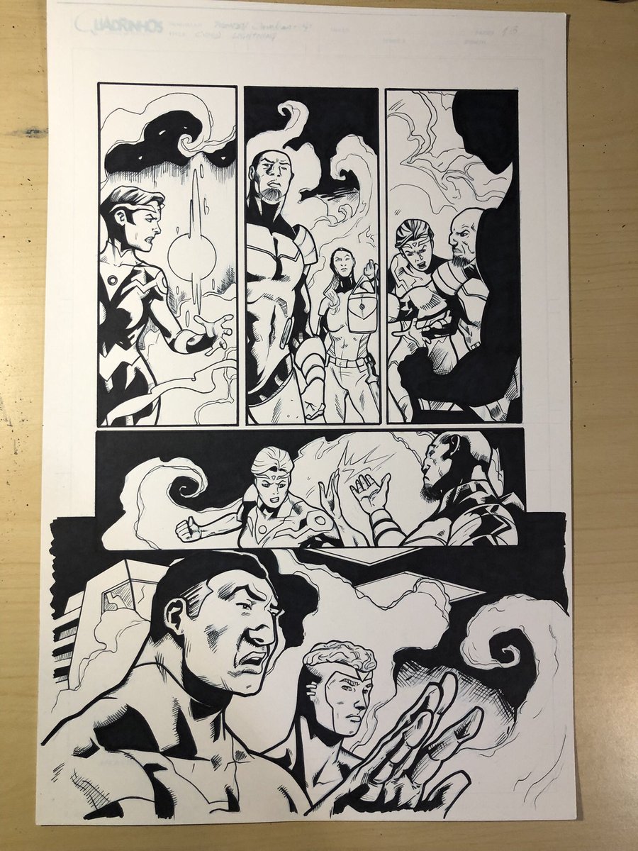 yardsaleartist's tweet photo. BIG DAY TODAY!
Finished inking @VanAllenPlexico’s #ColdLightning comic! (Pencils by Wendell Cavalcanti)
✅ 3 issues - 66 pages - inked!
✅ 2 @deankotz covers inked!
✅ 1 cover (by me) penciled & inked!
I think I’m done…unless Van has another cover for me to ink… 🤔😁 https://t.co/ximzC2YyPn