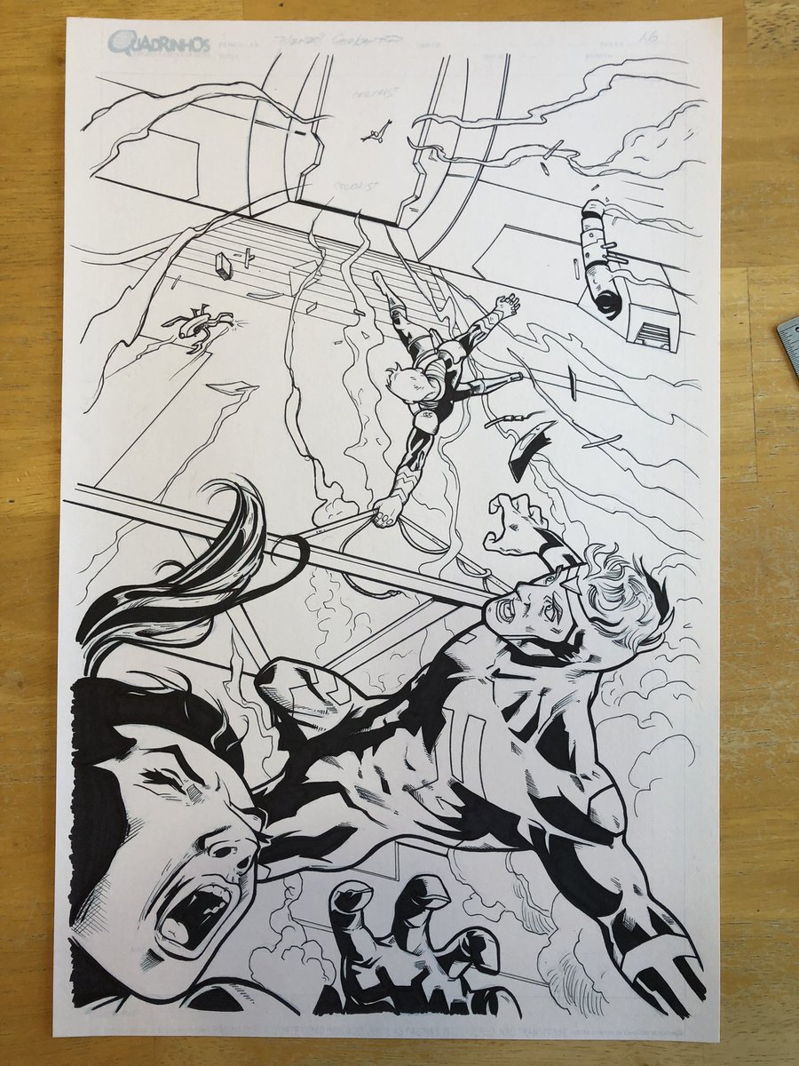 yardsaleartist's tweet photo. BIG DAY TODAY!
Finished inking @VanAllenPlexico’s #ColdLightning comic! (Pencils by Wendell Cavalcanti)
✅ 3 issues - 66 pages - inked!
✅ 2 @deankotz covers inked!
✅ 1 cover (by me) penciled & inked!
I think I’m done…unless Van has another cover for me to ink… 🤔😁 https://t.co/ximzC2YyPn