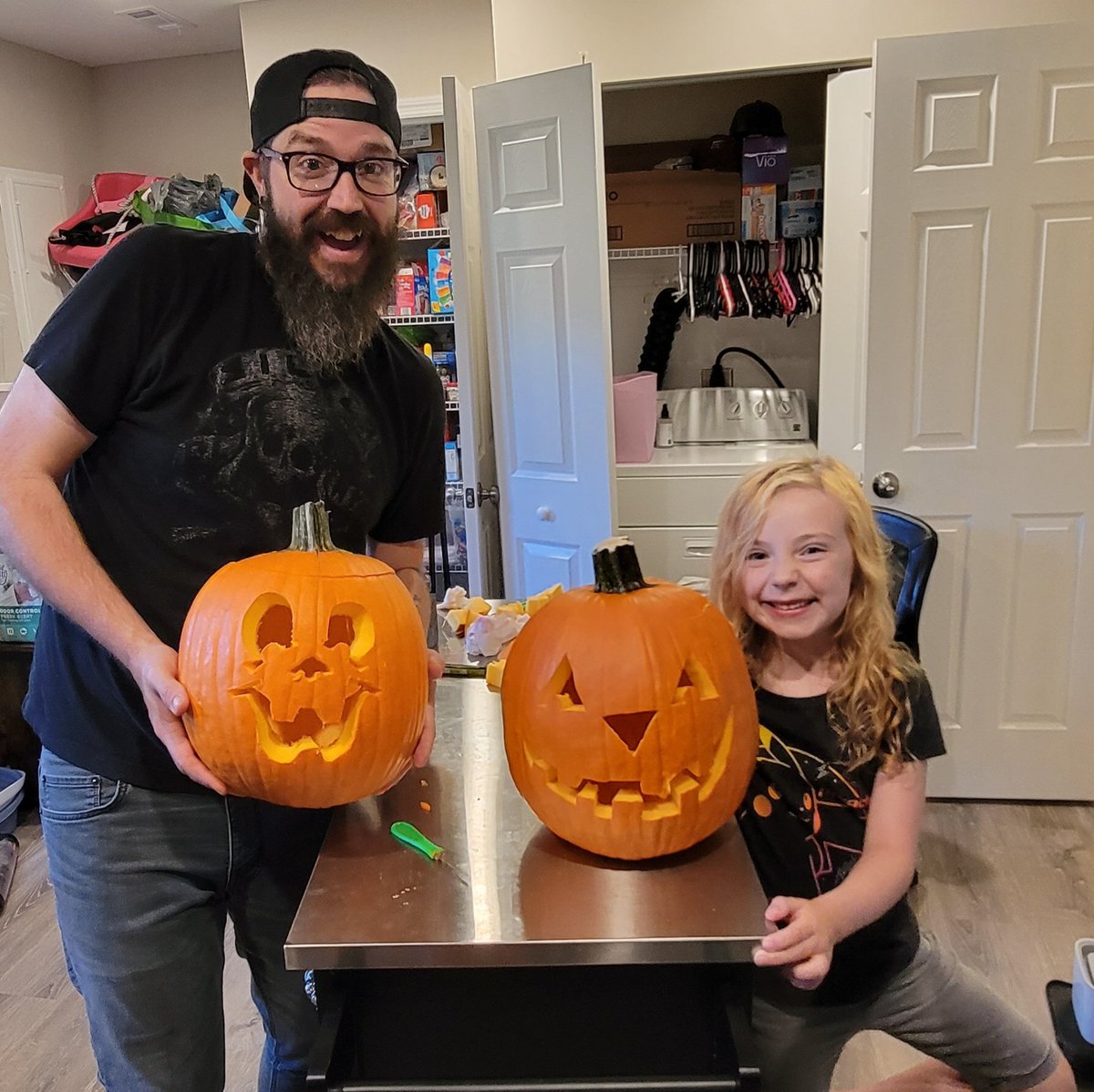 SychoSilver's tweet photo. We carved pumpkins to set off smoke bombs in soon, can anyone guess what for? 🙃🥰♂♀ https://t.co/5jw72oyuV8
