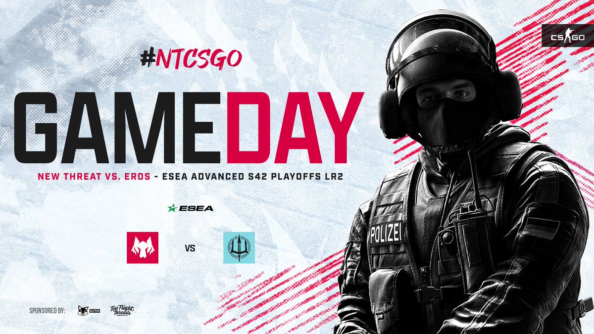 [#NTCSGO] @ESEA Advanced Playoffs vs. @TeamErosGG! Tune in and cheer on the boys as we battle it out for Top 8! ⏱️ 9:30 ET 🎙️ @ynoTFPS | @LCABroadcasting 📺 Twitch.tv/New_Threat