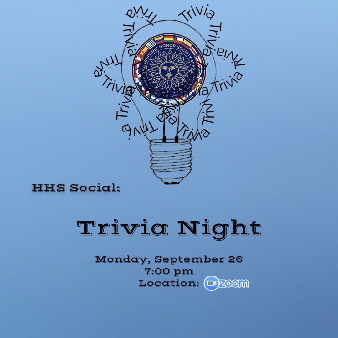 ¡Hola Familia!
Tomorrow at 7pm is our second social, Trivia Night! We will be meeting virtually on zoom, link in bio🤓