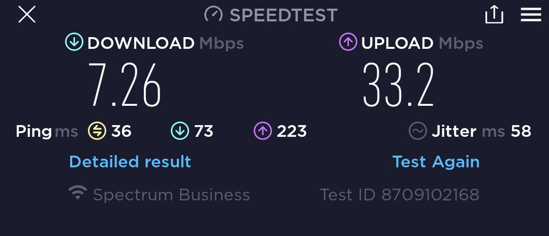 Defested_Jake's tweet photo. Crazy how gigabit internet means different things for spectrum than it does for me. (And yes, I bounced the modem and router with no change) https://t.co/rNL0x1G6sK