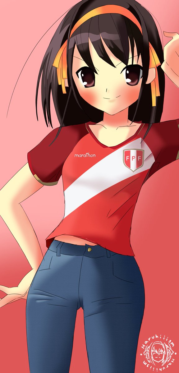 RT @haruhiiism: #Haruhi is rooting for #Peru on Tuesday!
 
(Redraw of the Haruhi Suzumiya LN Vol 1 Cover) https://t.co/ABOc4UFsuR