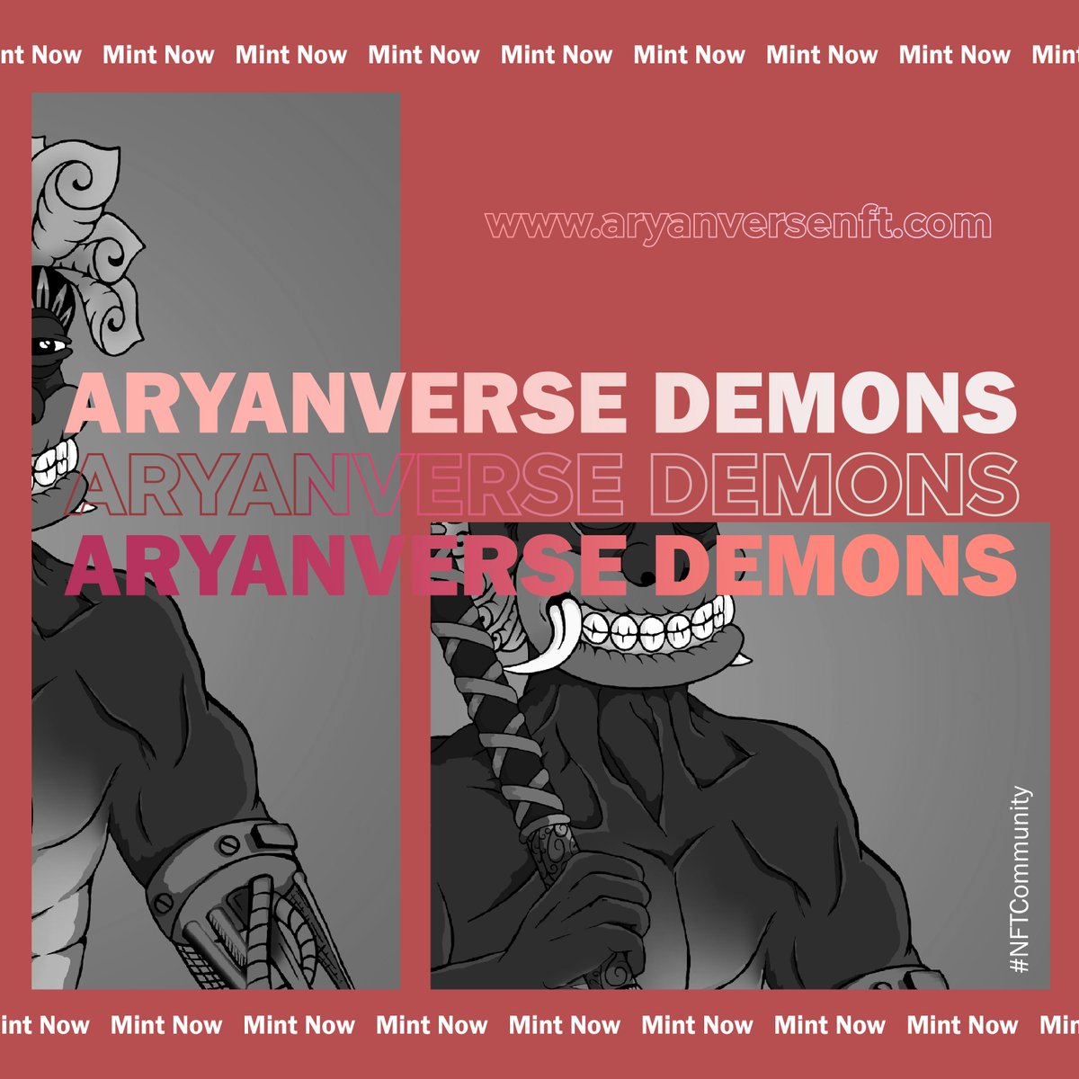 ARYANVERSE Demons are NOT just a NFT. it is Beyond.

More Info : aryanversenft.com
Mints : mint.aryanversenft.com 
Open Sea : opensea.io/collection/ary…

#nfts #nft #nftart #nftcommunity #nftcollector  #digitalart #cryptoart #eth #opensea #cryptocurrency #comics  #Mint
