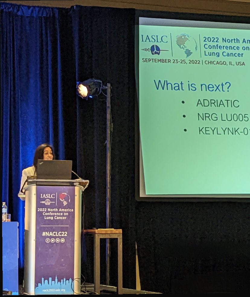 This weekend at #NACLC22, I had the opportunity to give my first talk at a conference discussing limited-stage #SCLC alongside experts in the field!

Thank you @DasMillie11 & @NarjustFlorezMD for guiding me through the process and @IASLC for the opportunity!!! #lcsm