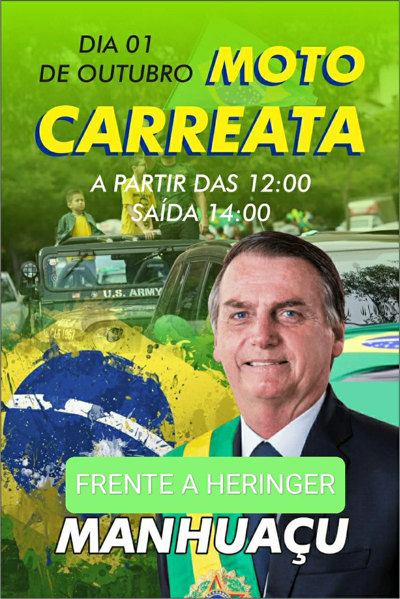 Helderreisrcc's tweet photo. De qual cidade será sua carreata de Bolsonaro no dia 01, poste aqui nos comentários, se possível poste o convite, vai ser gigante..... https://t.co/dHBJZhccVU