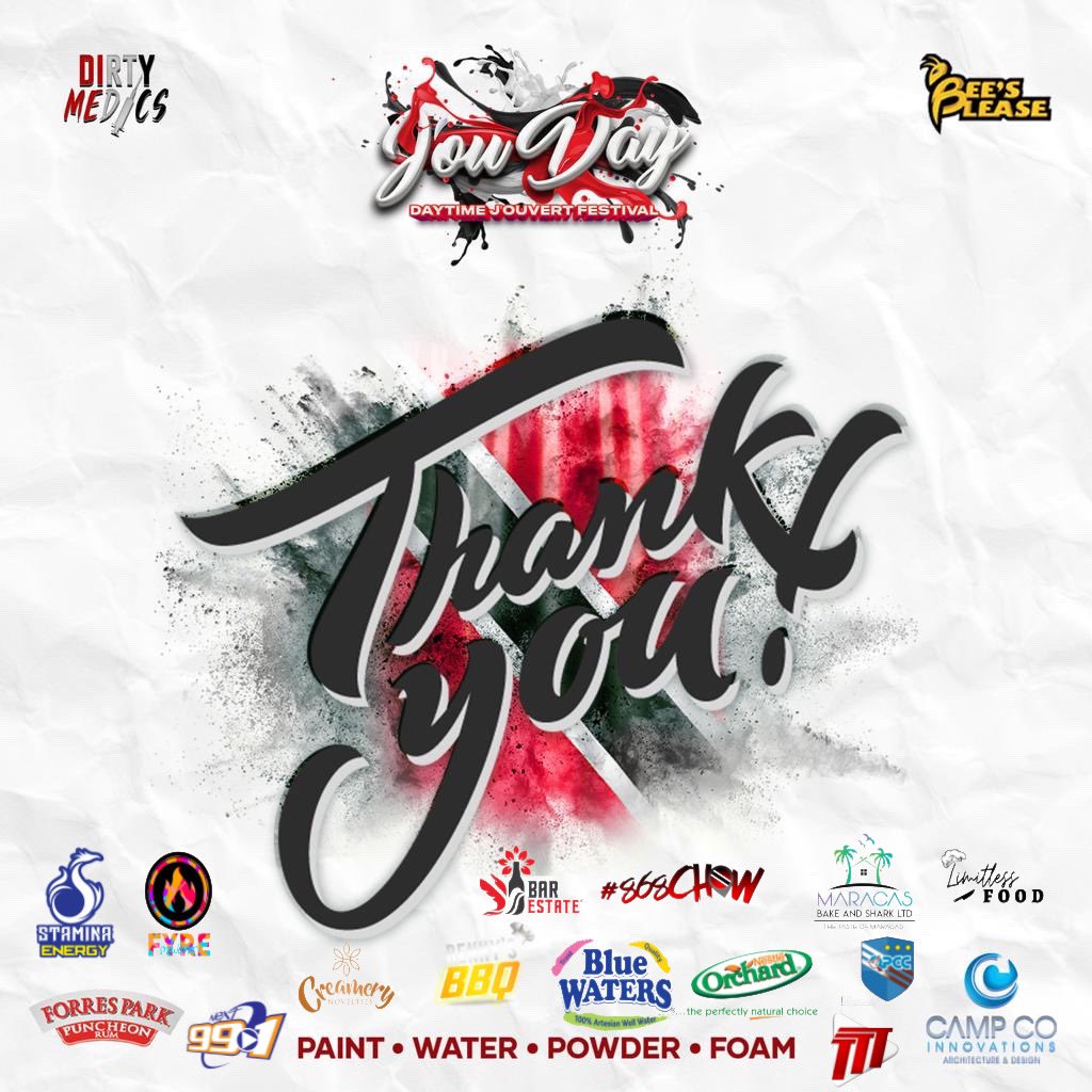 DirtyMedics's tweet photo. On a behalf of @DirtyMedics &amp; @BeesPlease_ ⁣
⁣We Would Like to Say 𝐓𝐇𝐀𝐍𝐊 𝐘𝐎𝐔 to all who attended and made the event a success 🎉⁣
All of Our Sponsors 𝐓𝐇𝐀𝐍𝐊 𝐘𝐎𝐔🙏🏾⁣
@forrespark ⁣
@bluewaterstt
@orchardcaribbean
@creamerynovelties
@campco_innovations https://t.co/1w42wK4w6o