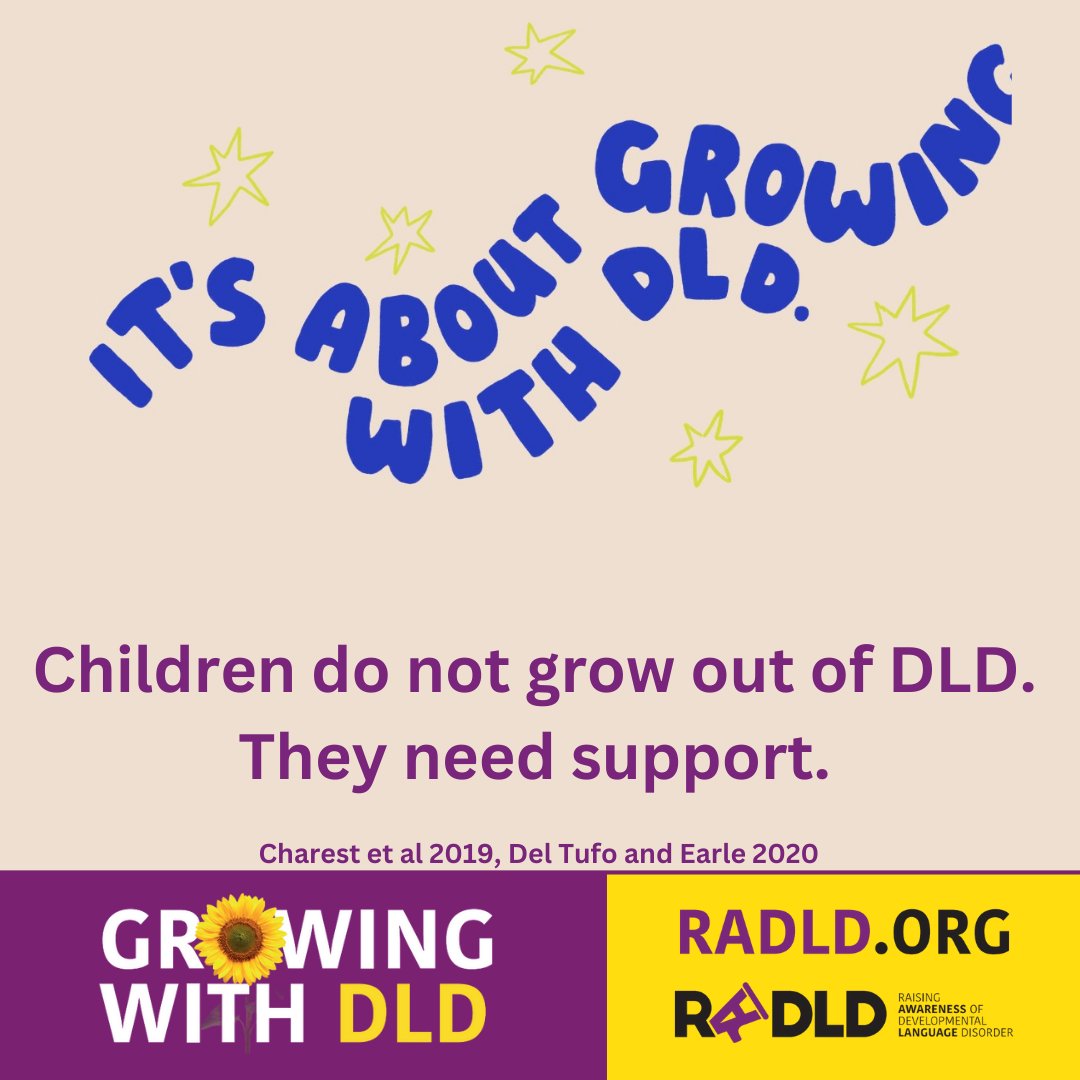RADLDcam's tweet photo. Developmental Language Disorder (DLD) is persistent. People do not grow out of it. Let's provide appropriate support to people with DLD as they grow. #DLDday October 14th 2022. Find out more at https://t.co/2jeOnP2Km3 https://t.co/IGkH0w7rsw