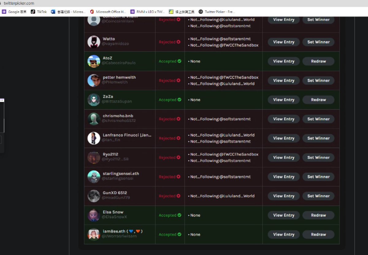 TWCCTheSandbox's tweet image. Thank you for your support and enthusiastic participation. Finally, four lucky winners were drawn. Please the following four contact us to get the alpha pass, thank you @CabeceiraPaulo @BittazaSupan 
@ElsaSnowX  @JWorrasriwisarn
