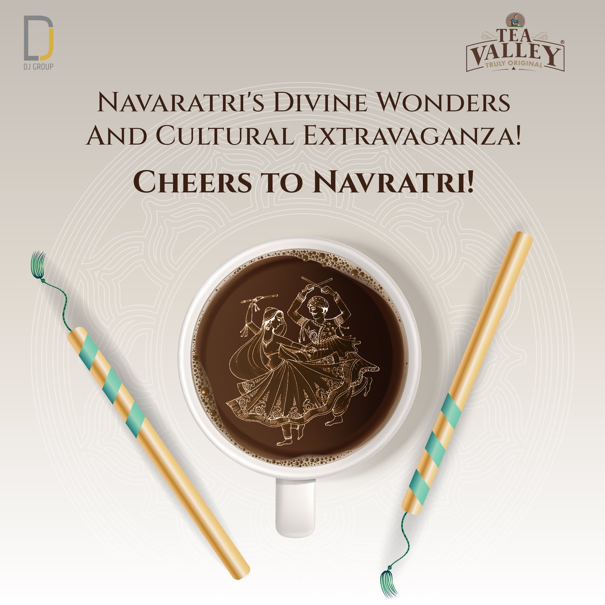 TeaValleyTea's tweet photo. Navratri brings with its blessings, optimism, #happiness, and #spirituality. Let's Celebrate #Navratri's Divine Wonders and #Cultural Extravaganza! Cheers to Navratri!
#TeaValley wishes you very #HappyNavratri.
INDIA HAR PAL DOHRAYE , TEA VALLEY CHAI HO JAYE.
#teavalleynavratri. https://t.co/HdRZLO8j3i