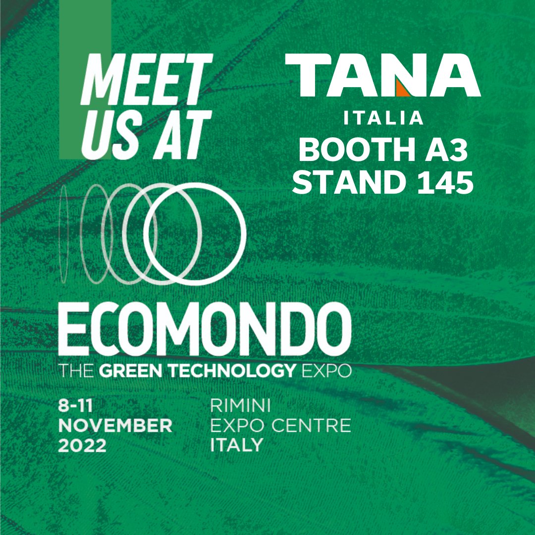 <a href="/Ecomondo/">Ecomondo</a> is held 8-11 November in Rimini. With a rich programme featuring international speakers from all over the world - bringing in a robust hint of Finland, you can find TANA Italia at Booth A3 Stand 145.#Ecomondo2022 #IEGexpo #fromwastetovalue #tana