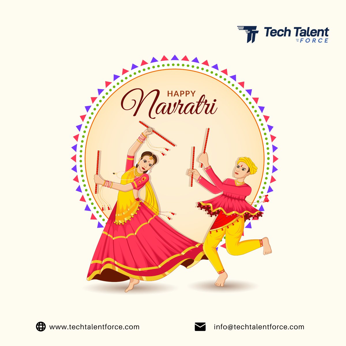 TechTalentForce's tweet image. Let us pray that the divine blessings of Goddess Durga bring you eternal Peace and Happiness, that they protect you from all wrongdoings, and grant you all your wishes.

HAPPY NAVRATRI

#navratri2022 #techtalentforce #ttf #softwaredevelopmentcompany #webdevelopment #garba #raas